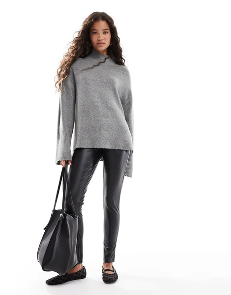  Miss Selfridge Faux Leather Pull On Legging In Black 