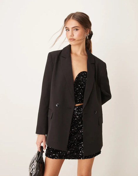  Miss Selfridge Oversized Blazer In Black 
