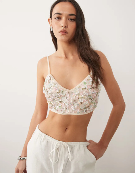  Miss Selfridge Premium Floral Embellished Bralette Multi 