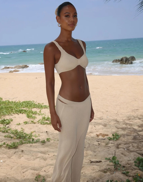  Moda Minx Scrunch Long Skirt In Light Caramel Neutral 