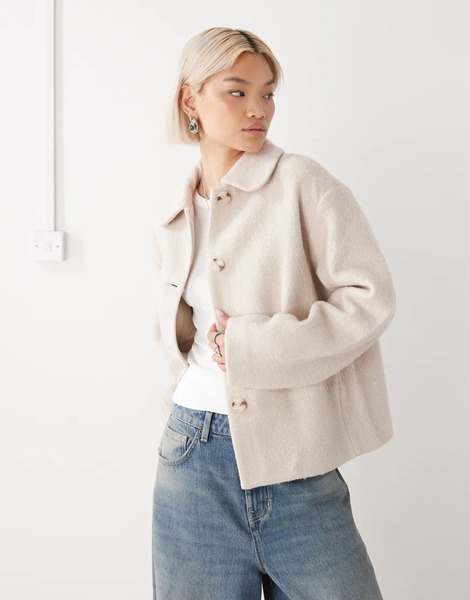  Monki Coat In Light Beige Neutral 