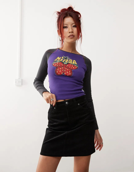  Monki Cord Mini Skirt In Black 
