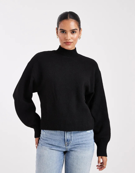  Monki Knitted Turtleneck Jumper In Black 