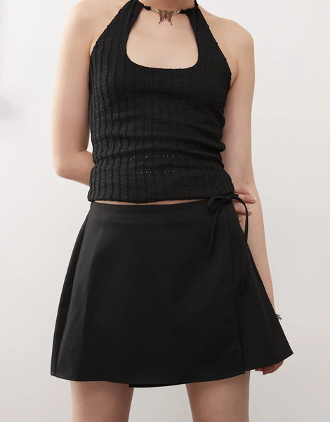  Monki Mini Wrap Skirt In Black 
