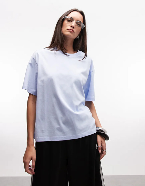  Monki Oversized Boxy T Shirt In Blue 