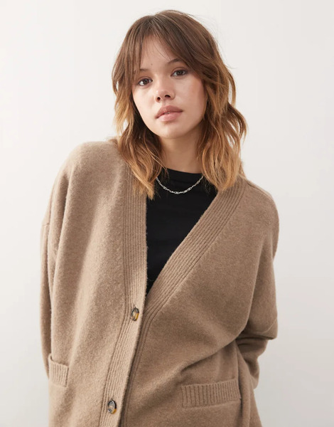  Monki Oversized Cardigan In Brown 