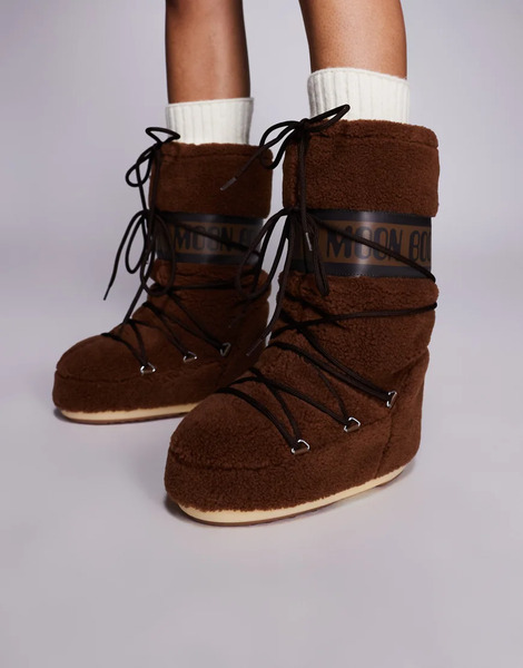  Moonboot Icon Fleece Snowboot In Brown 