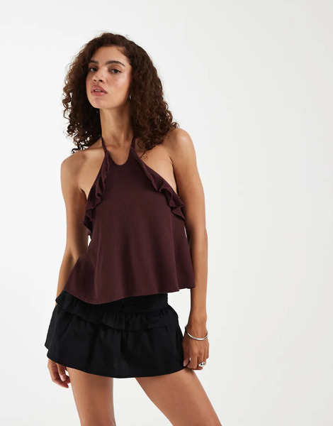  Motel Alna Ruffle Skort In Black Neutral 
