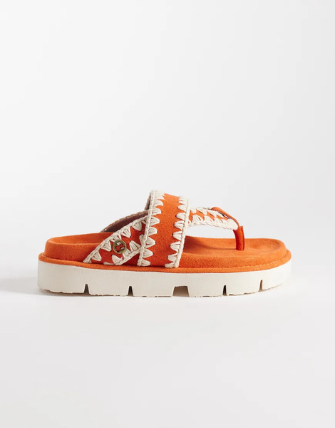 Mou Overstitch Sandals In Orange 