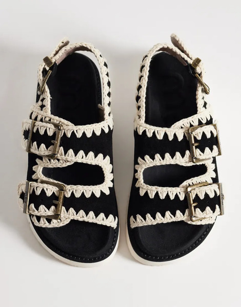  Mou Two Buckle Backstrap Sandals In Black 