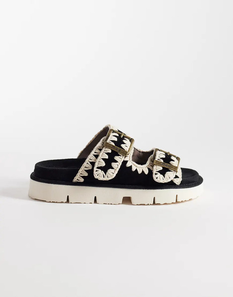  Mou Two Buckle Sandals In Black 