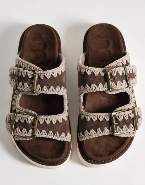  Mou Two Buckle Sandals In Brown 