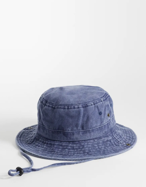  My Accessories Bucket Hat With Toggle In Washed Navy 