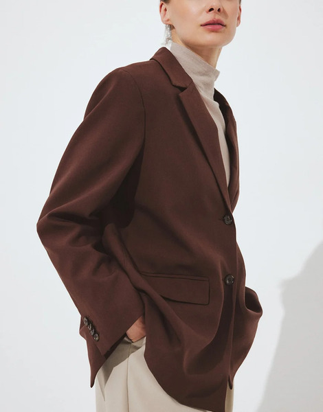  Na Kd Oversized Open Back Blazer In Brown 