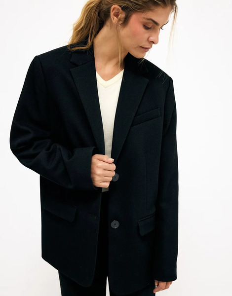  Na Kd Oversized Twill Blazer In Black 
