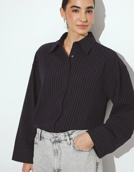  Na Kd Striped Oversized Shirt In Navy Stripe Multi 