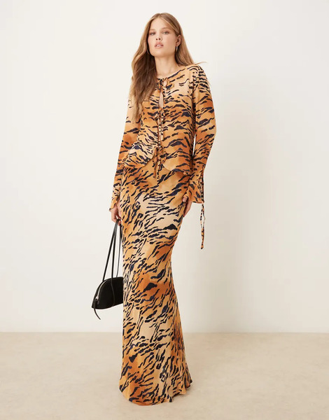  Never Fully Dressed Maxi Skirt Co Ord In Tiger Print Multi 