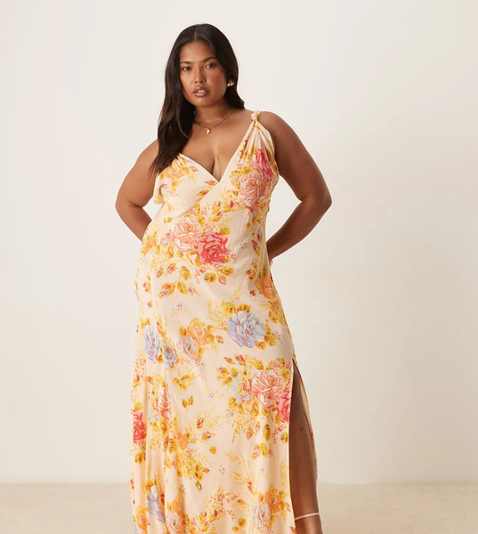  Never Fully Dressed Plus Satin Slip Dress In Floral Print Multi 