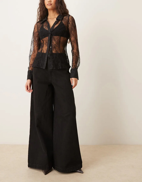  Never Fully Dressed Wide Leg Palazzo Jeans In Black 