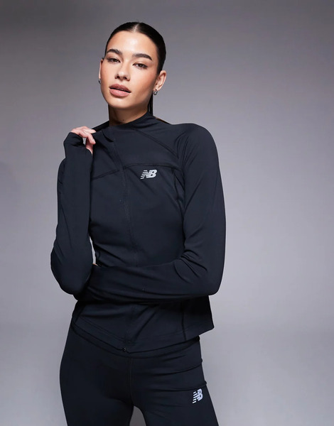  New Balance Harmony Fitted Full Zip Jacket In Black 