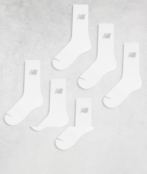  New Balance Performance Crew Sock 6 Pack In White 