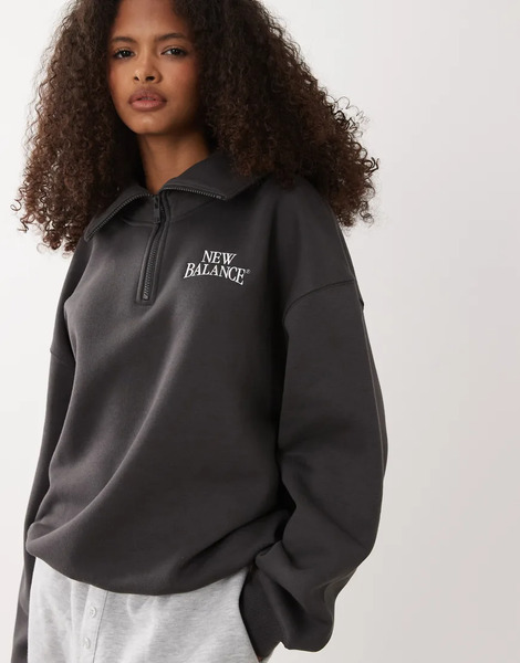  New Balance Trackside Fleece Half Zip In Black 