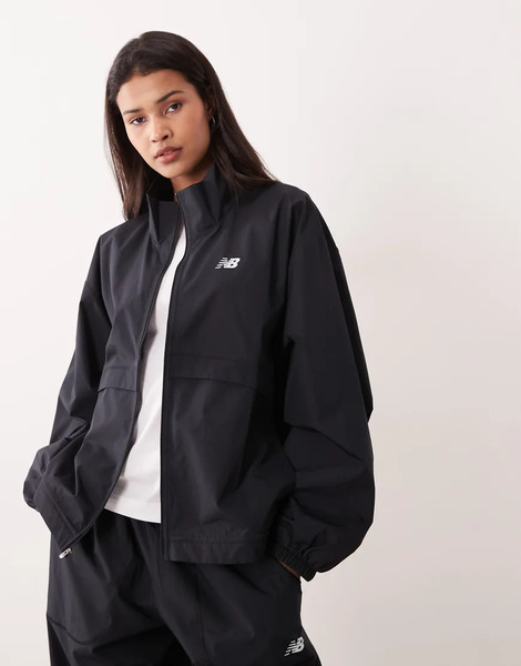  New Balance Trackside Woven Jacket In Black 