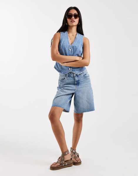  New Look Bermuda Denim Shorts In Blue 