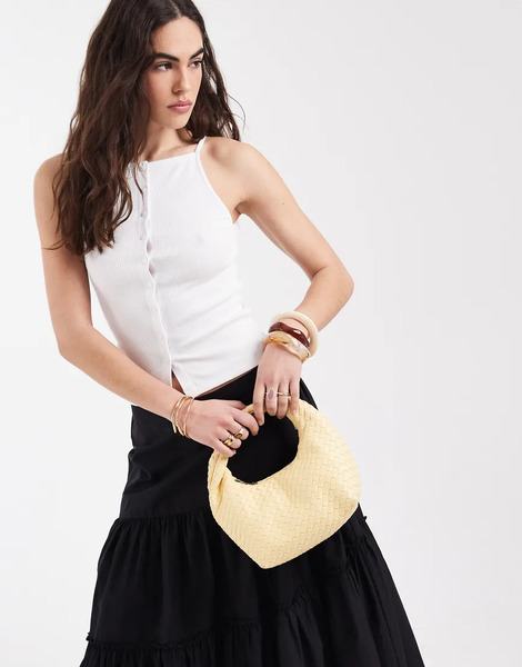  New Look Button Through Strappy Top In White 
