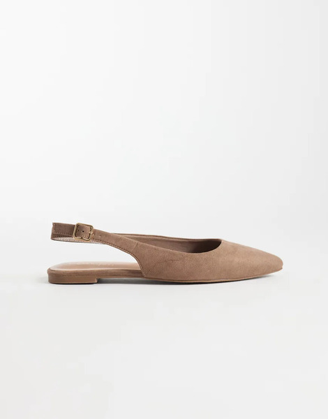  New Look Faux Suede Sling Back Flats In Light Brown 