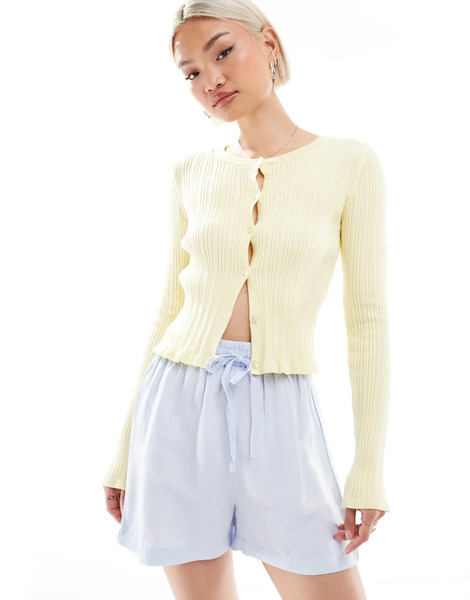  New Look Linen Pull On Short In Blue 