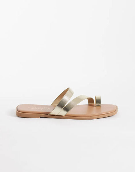  New Look Multi Strap Toe Loop Sandal In Gold 