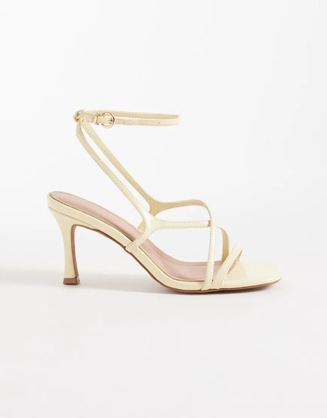  New Look Multistrap Stiletto Sandal In Yellow 