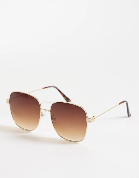  New Look Oversized Metal Sunglasses In Gold 