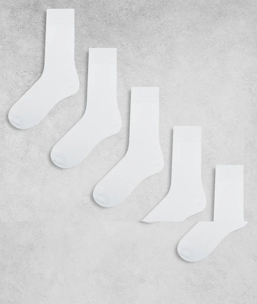  New Look 5 Pack Plain Socks In White 