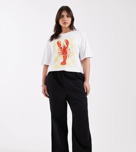  New Look Curve Pull On Wide Leg Jeans In Black 