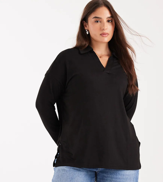  New Look Curve Rugby Sweatshirt In Black 