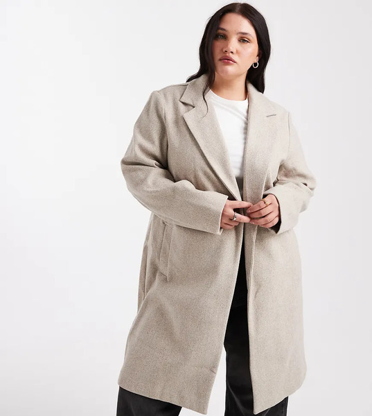  New Look Curve Unlined Formal Coat In Mink Neutral 