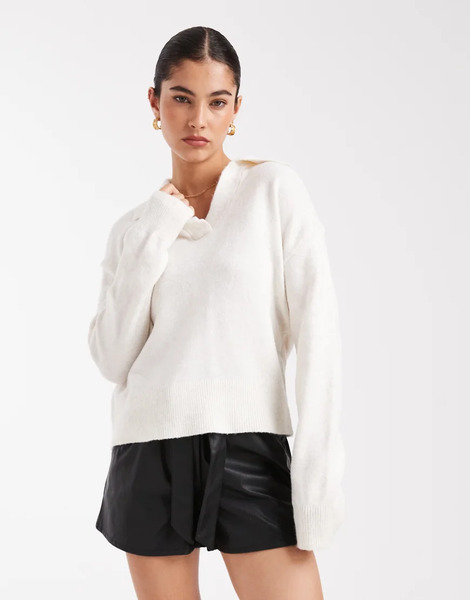  New Look Polo Jumper In White 
