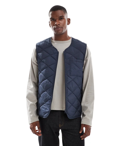  New Look Quilted Gilet In Navy 