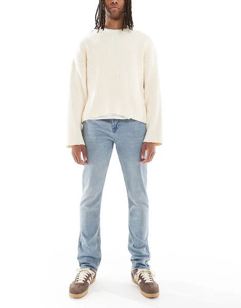  New Look Slim Stretch Jeans In Washed Blue 