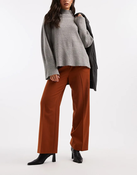  New Look Wide Leg Trouser In Rust Brown 