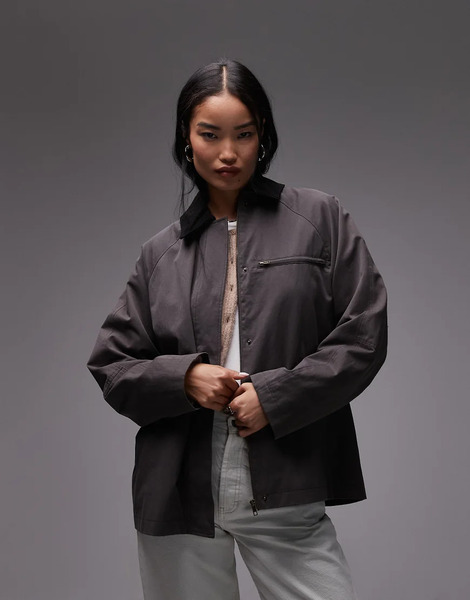  Nia Galilea Relaxed Worker Jacket In Brown 