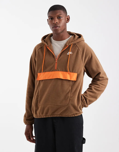  Nike Club Half Zip Fleece In Brown 