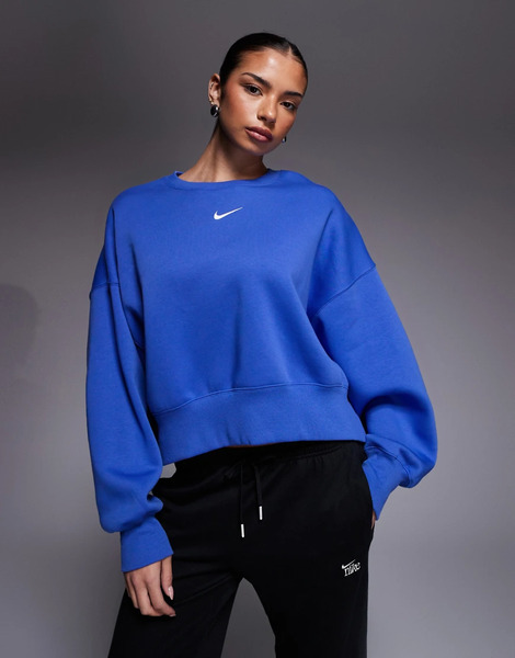  Nike Phoenix Fleece Over Oversized Sweatshirt In Blue 