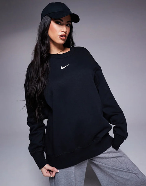 Nike Phoenix Fleece Oversized Sweatshirt In Black 