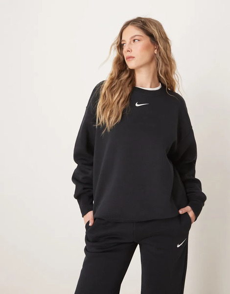  Nike Phoenix Fleece Oversized Sweatshirt In Black 