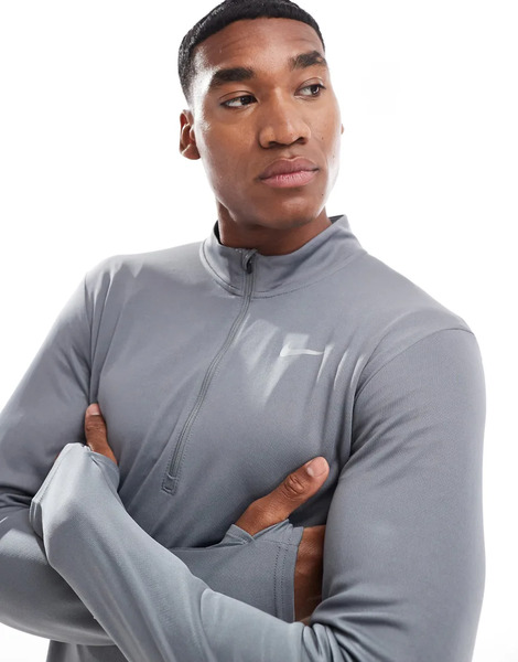  Nike Running Pacer Dri Fit Half Zip Long Sleeve Top In Grey 