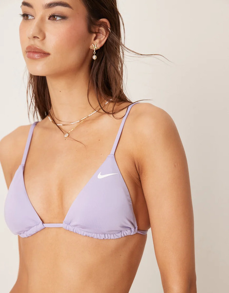  Nike Essential Triangle Bikini Top In Purple 