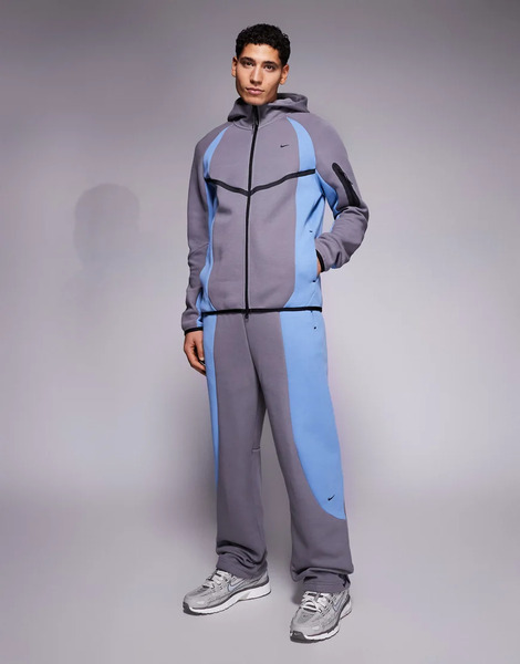  Nike Tech Fleece Pro Open Hem Joggers In Grey And Navy 